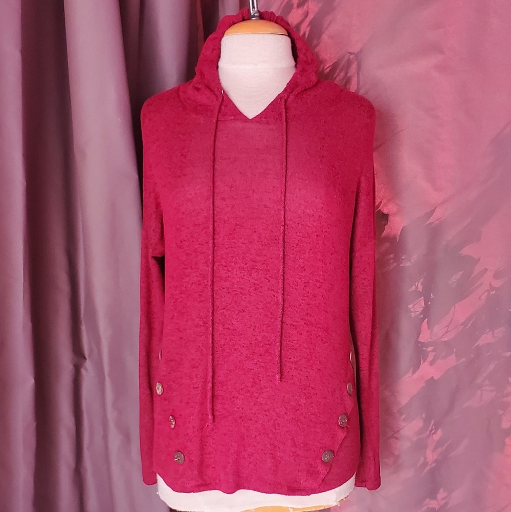 Misa Heathered Red Hoodie Sweater